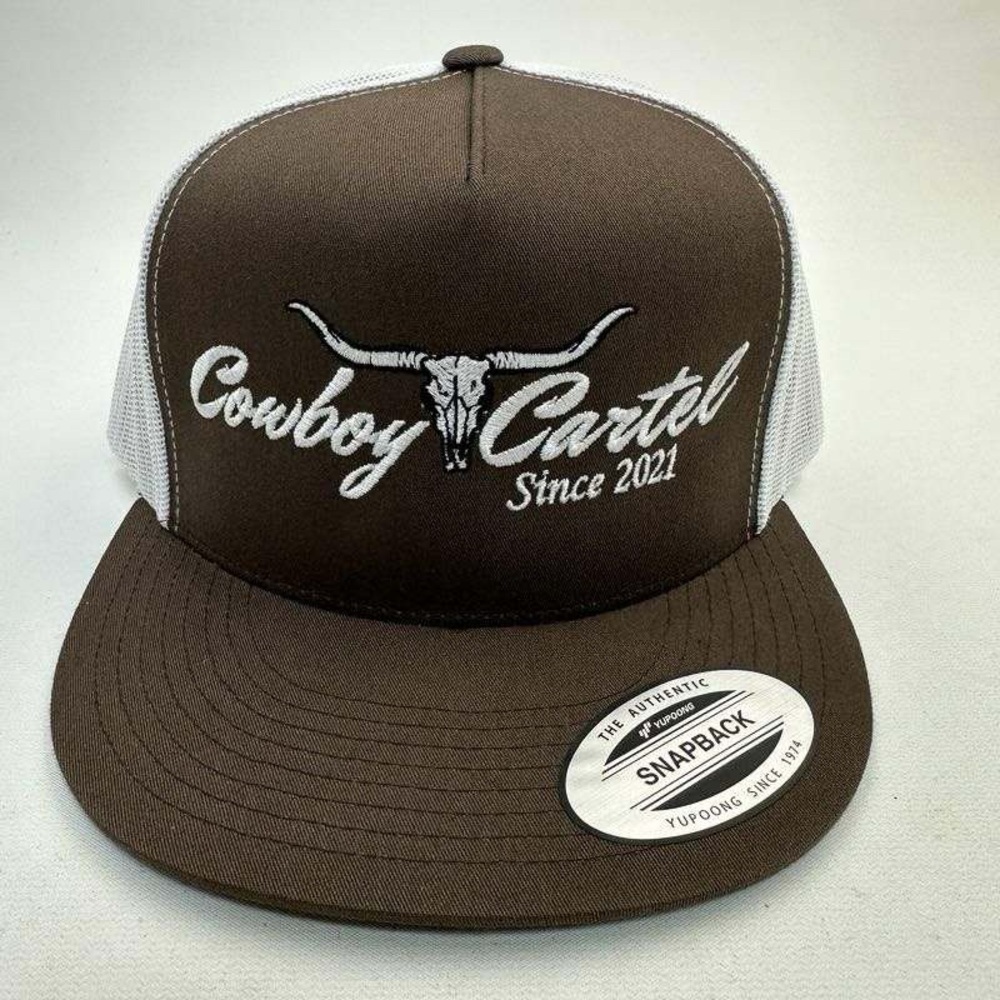 Cowboy Cartel Richardson Flat Bill Trucker Mesh Snapback Cap Hat Brown&W…